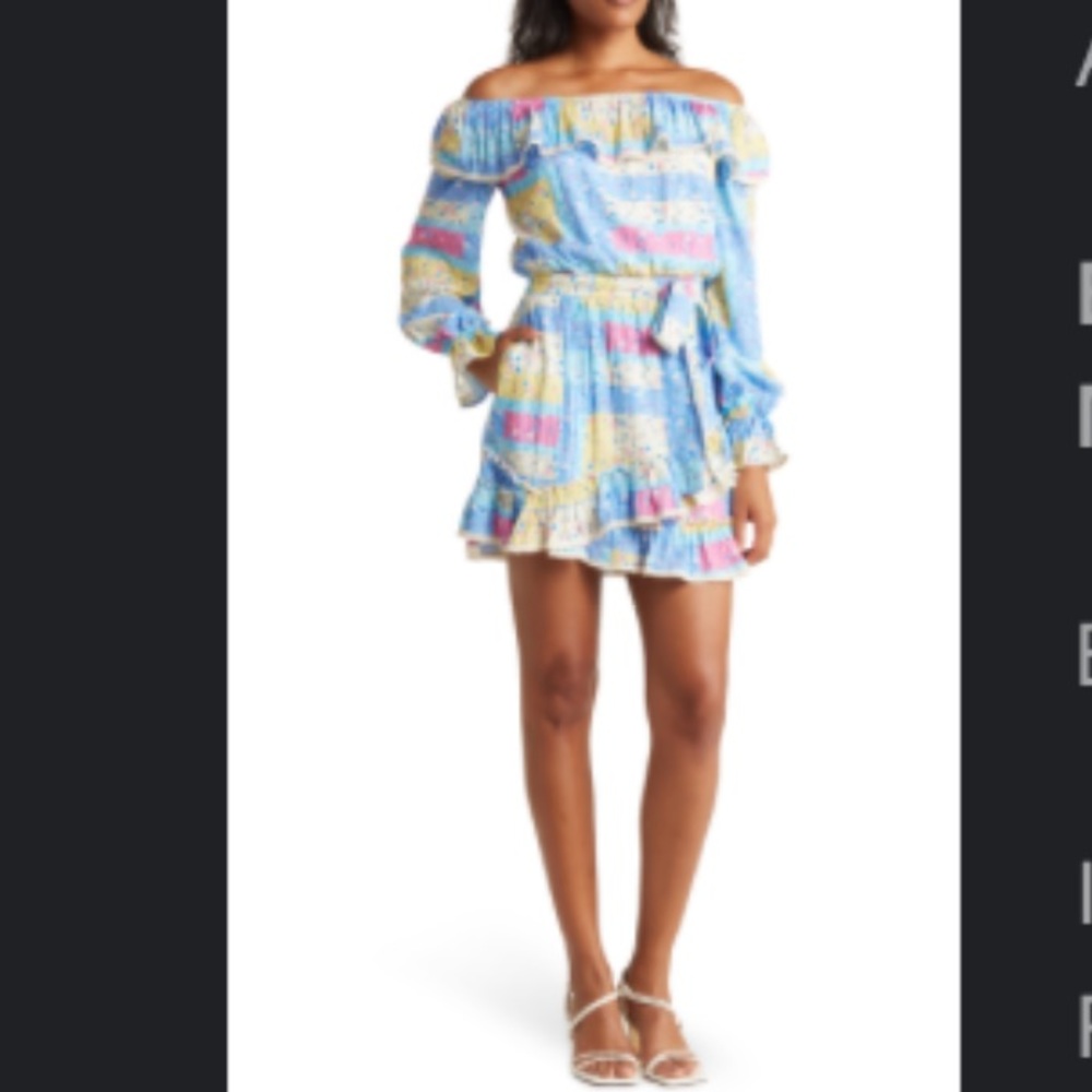 BTFL-Life off the shoulder patterned minidress Women’s Small Multicolor